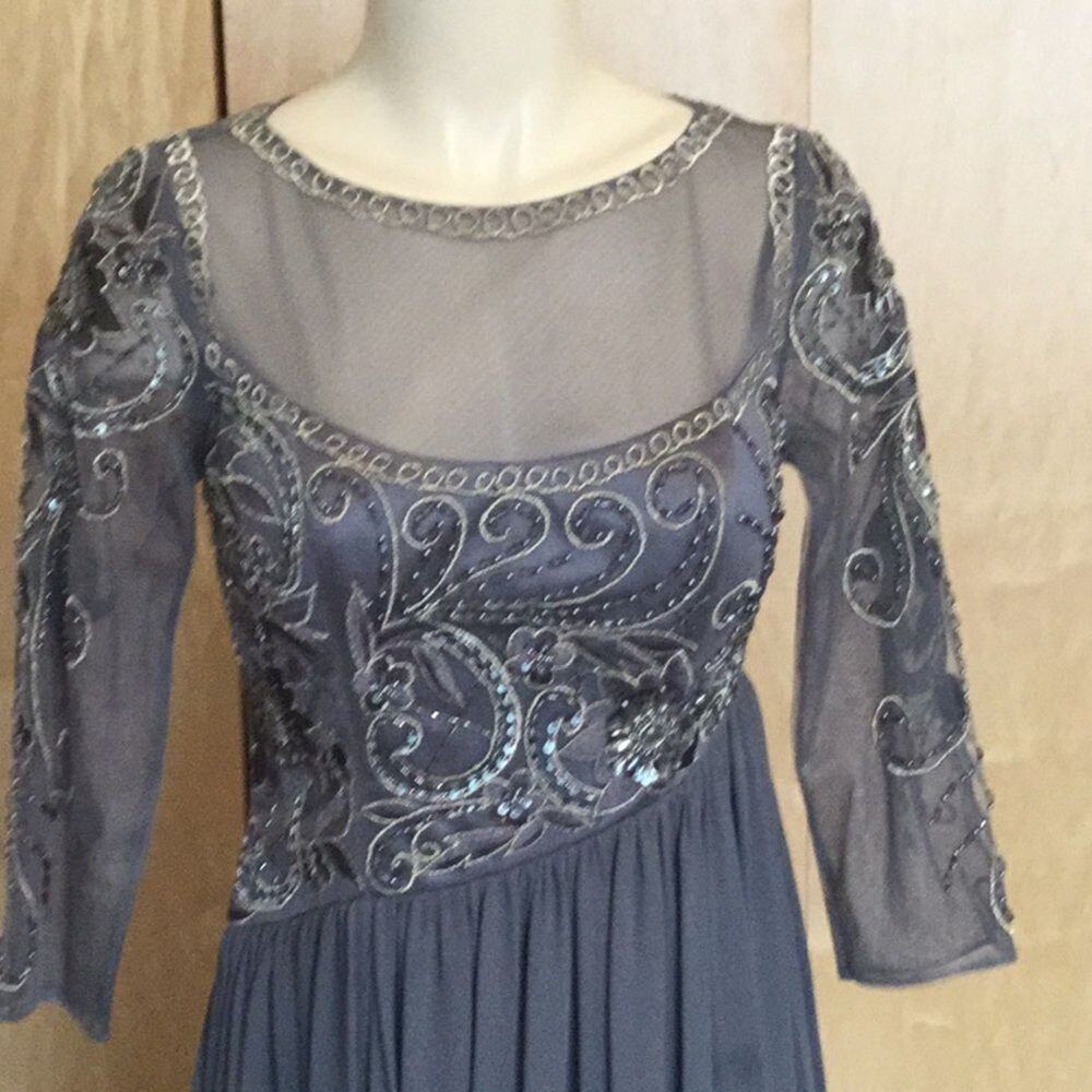 Sue Wong embroidered Elbow Mesh Sleeve Dress - Picture 3 of 9